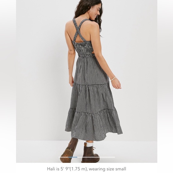 AE SMOCKED CUT-OUT MIDI DRESS - Picture 7 of 7